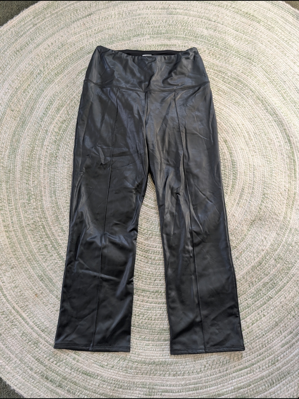 Black Faux Leather Wide-Leg Pants